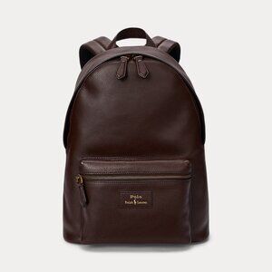 Polo Ralph Lauren Pebbled Leather Backpack in Dark Brown